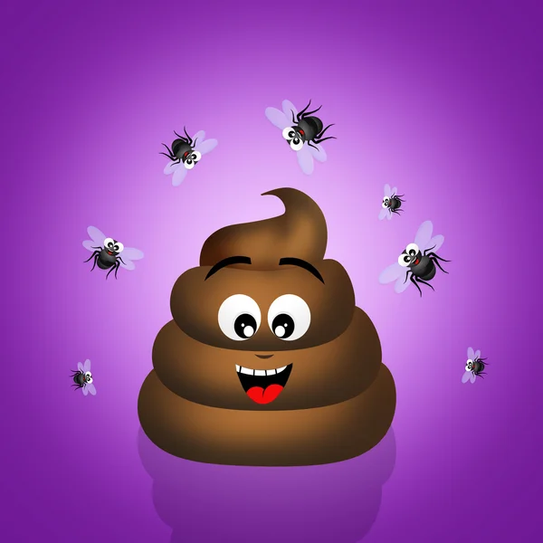 Poop with flies — Stock Photo, Image