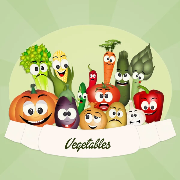 Diversos dibujos animados verduras — Foto de Stock