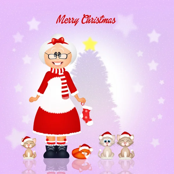 Lustige Weihnachtsmann Clasu Frau — Stockfoto