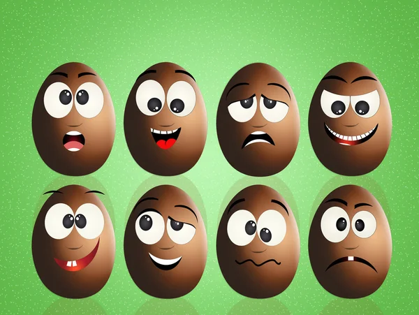 Easter eggs with funny faces — Stock Photo, Image