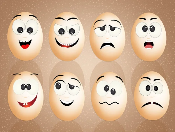 Eggs with funny faces — Stock Photo, Image