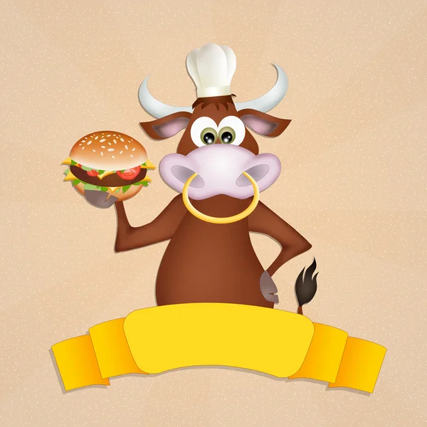 Stier met rundvlees Hamburger — Stockfoto