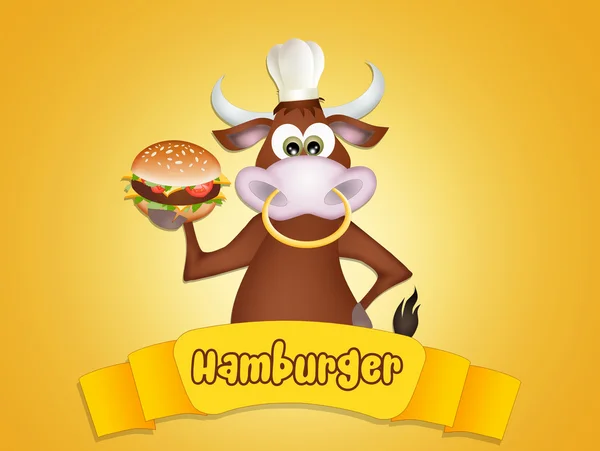 Býka s hamburgery — Stock fotografie