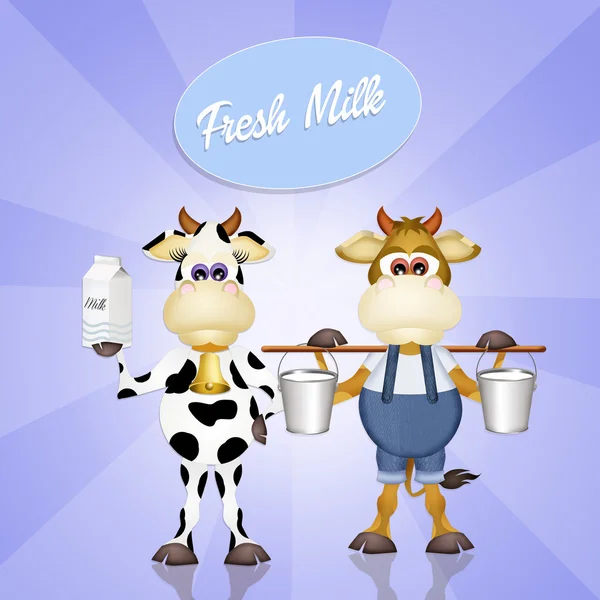 Vacas com leite — Fotografia de Stock