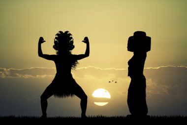 Maori dance on Easter Island clipart
