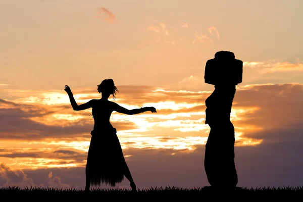 Dança tailandesa ao pôr do sol — Fotografia de Stock