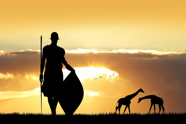 Gün batımında Masai dans — Stok fotoğraf
