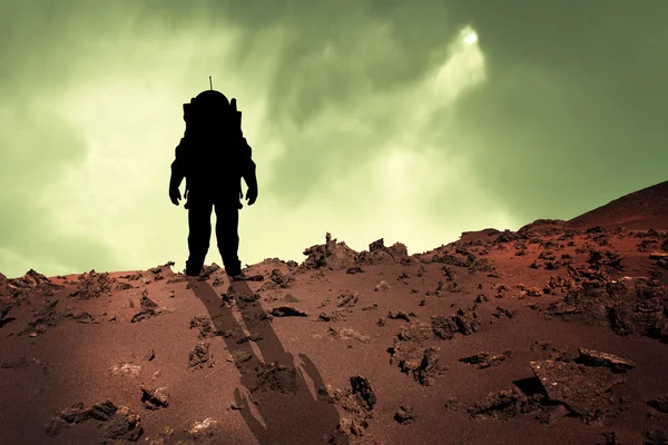 Astronautensilhouette zum Mars — Stockfoto