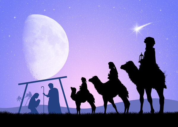 three wise men with gold, incense and myrrh