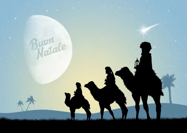 Three wise men with gold, incense and myrrh — Stock Photo, Image