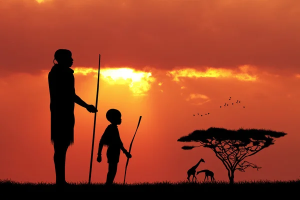 アフリカ人と息子 — ストック写真