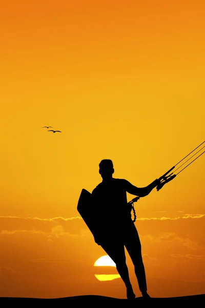 Kite surf στο ηλιοβασίλεμα — Φωτογραφία Αρχείου