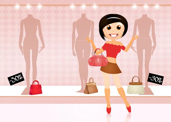 Funny shopping girl — Stock Photo, Image