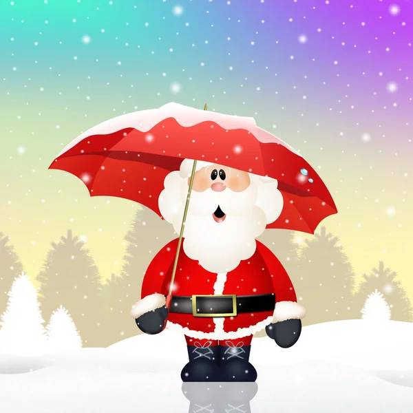 Santa claus com guarda-chuva — Fotografia de Stock