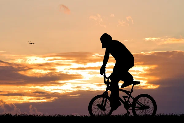 Bike trial at sunset — Stock Photo, Image