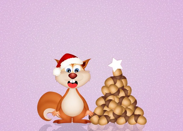 Śmieszne wiewiórki na Boże Narodzenie — Zdjęcie stockowe