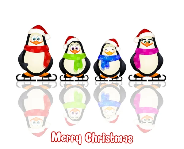 Penguins family on white background — Stock Photo, Image