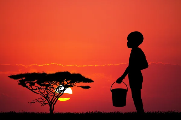 水でアフリカの子供 — ストック写真