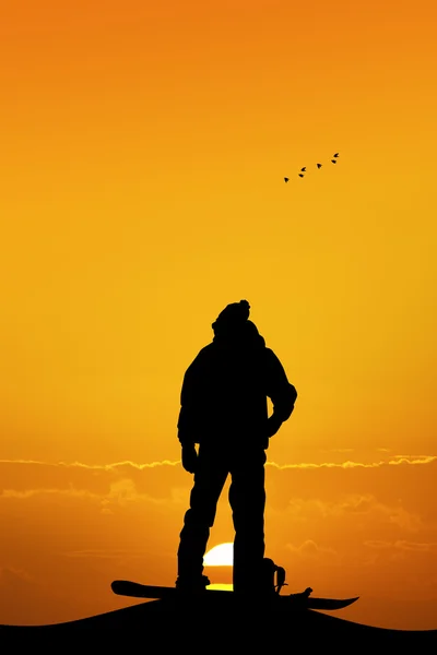Сноубордист на заході сонця — стокове фото