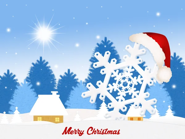 Snowflake with Christmas hat — Stock Photo, Image