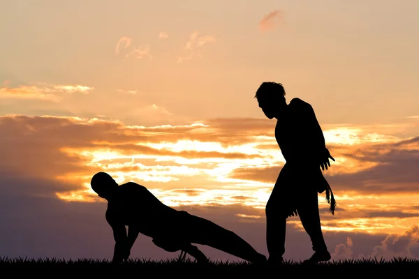 Capoeira dance at sunset — Stock Photo, Image