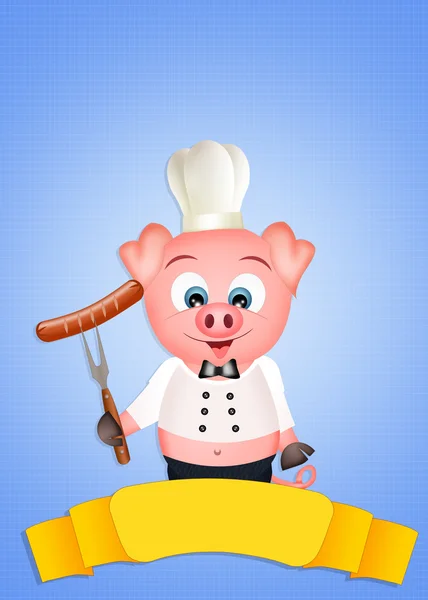 Chef porco engraçado — Fotografia de Stock