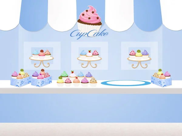 Funny cupcake shop — Stock Photo, Image