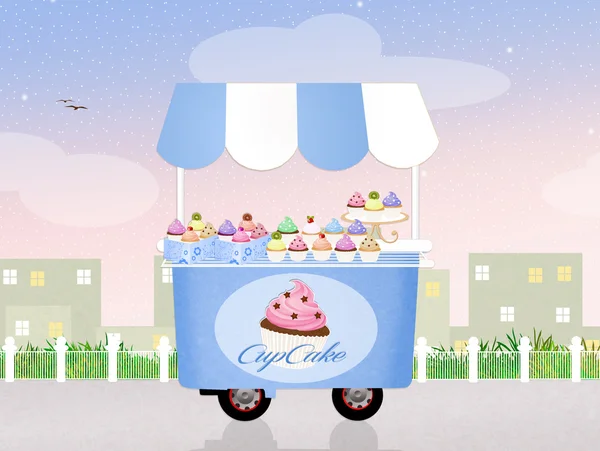 Rolig cupcake vagn — Stockfoto