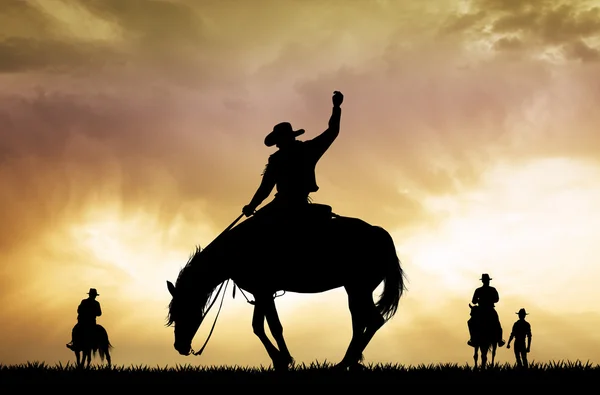 Rodeo kowboja o zachodzie słońca — Zdjęcie stockowe