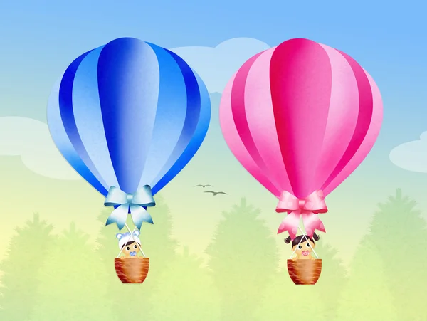 Hot air balloons in the sky — Stock Photo, Image