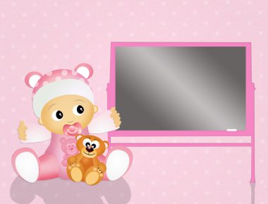 bebek erkek ve yazı tahtası