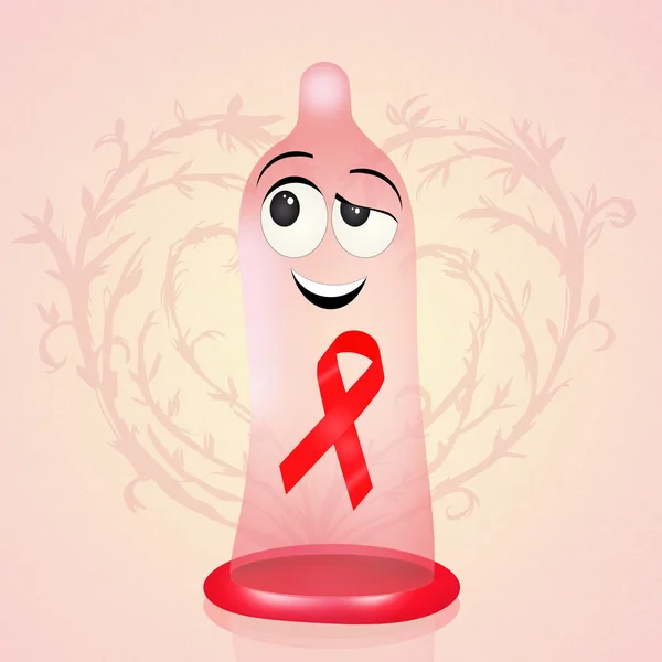 Prezervatif AIDS simgesiyle — Stok fotoğraf