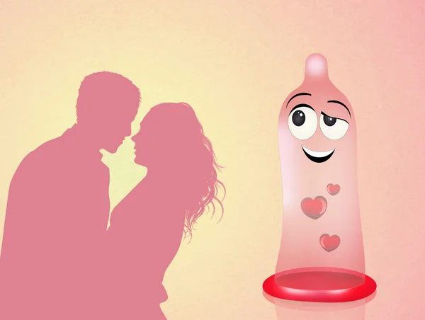 Funny condom love — Stock Photo, Image