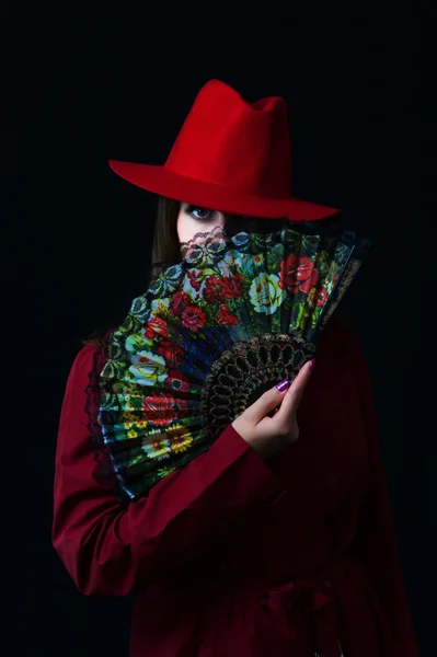 Female with fan — Stock Photo, Image