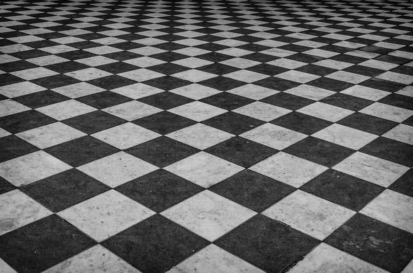 Black and white checkered marble floor — Stock Photo, Image