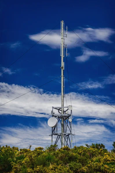 Communication tower radio mast with antenna aerial — Stock Photo, Image