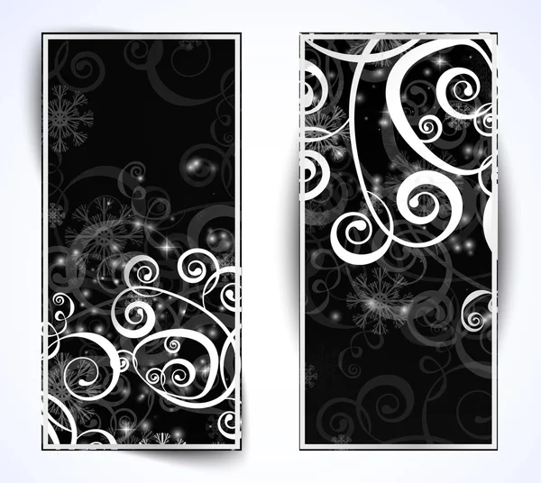 Elegant christmas black and white banner — Stock Vector