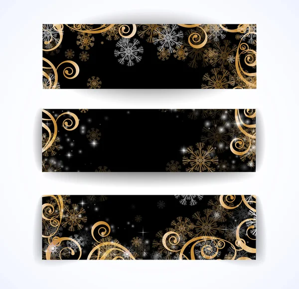 Elegant christmas black and white banner — Stock Vector