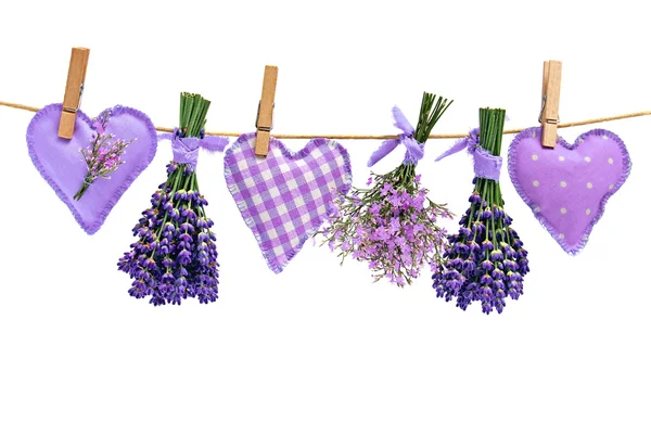 Lavendel och hjärtan — Stockfoto