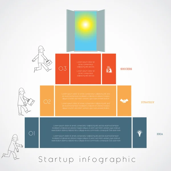 Infografik Geschäftsmann steigt auf Leitern Vorlage 3 Positionen — Stockvektor