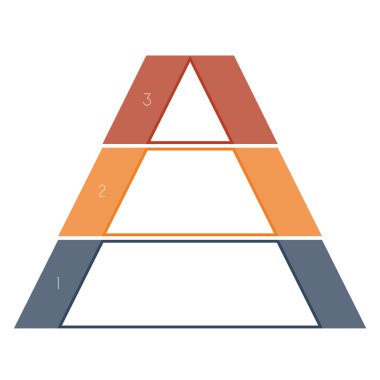 Şablon Infographics Piramit, metin alanı 3 pozisyonlar sayılı