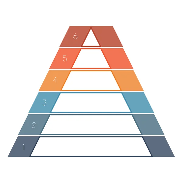 Numbered template Infographics pyramid, text area 6 positions — Stock Photo, Image