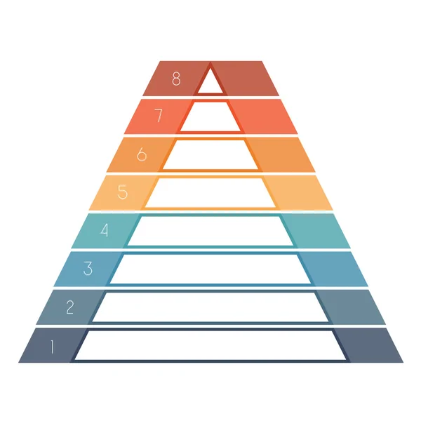 Ponumerowane szablon infografiki piramidy, tekst obszar 8 pozycji — Zdjęcie stockowe