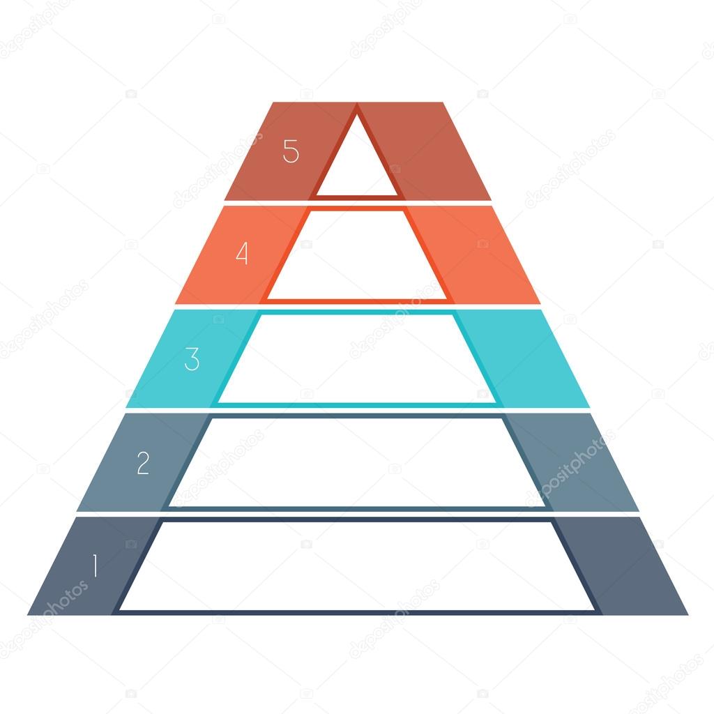 Numbered template Infographics pyramid, text area 5 positions