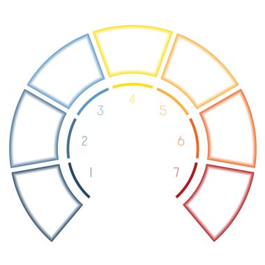 Yedi numara seçenekleri için Infographics yarım daire