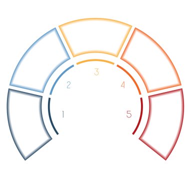 Beş numara seçenekleri için Infographics yarım daire