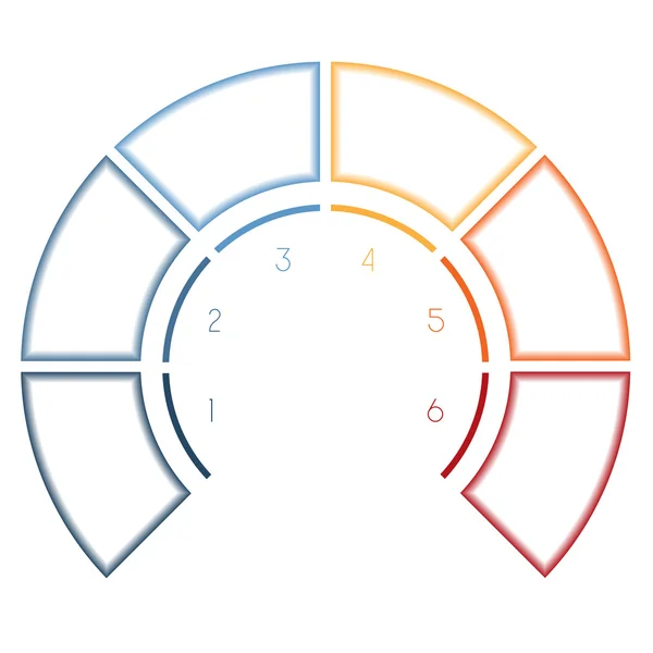 Infográficos Semicircle para seis opções de números — Fotografia de Stock