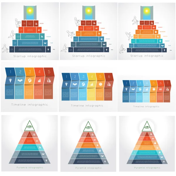 Plantillas para Infografías cinco, seis, siete posiciones — Archivo Imágenes Vectoriales