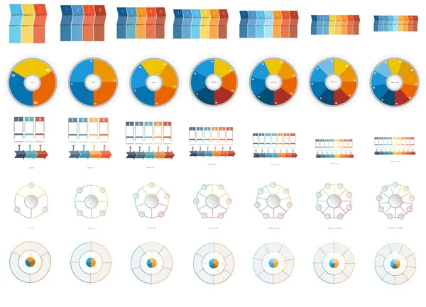 35 numrerade mallar för Infographics 3,4,5,6, 7, 8, 9 placera — Stock vektor