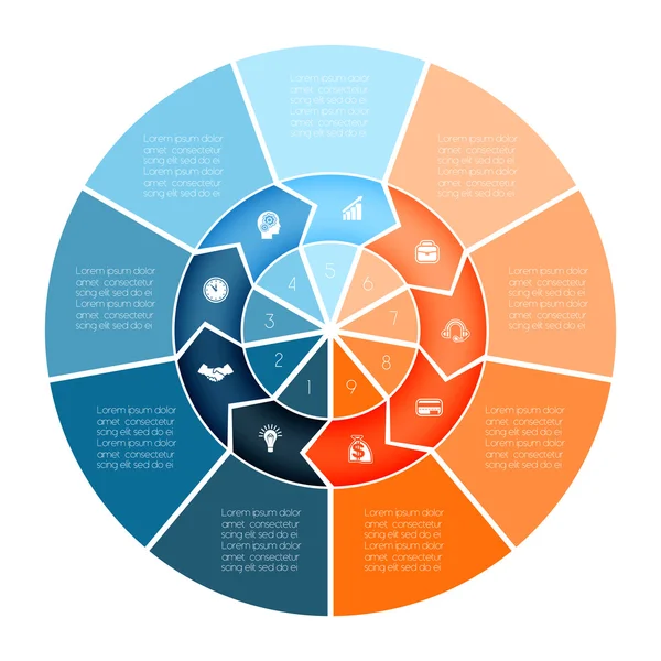 차트 서식 파일 Infographic 번호 9 위치 — 스톡 벡터